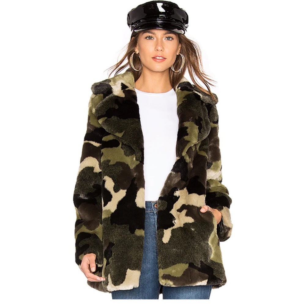 John and Jenn Faux Fur Jacket in Army